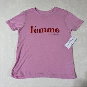 Spiritual Gangster FEMME Slub Knit Graphic T-Shir Pink Red XS NWT Yoga